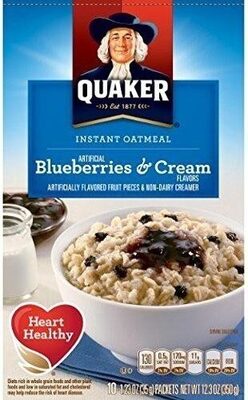 Blueberries & Cream Flavored Fruit Pieces & Non-Dairy Creamer Instant Oatmeal, Blueberries & Cream