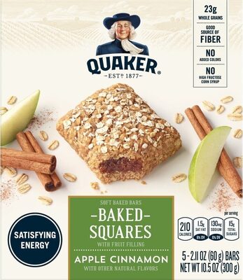 Apple Cinnamon Baked Squares With Fruit Filling Soft Baked Bars, Apple Cinnamon
