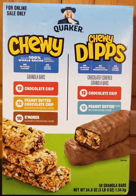 Quaker Chewy & Chewy Dipps Granola Bars, 58 Count, 54.6 Oz