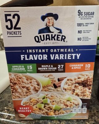 Flavor Variety Instant Oatmeal, Apple; Cinnamon; Maple; Brown Sugar