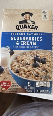 Blueberries & Cream Flavor Instant Oatmeal, Blueberries; Cream