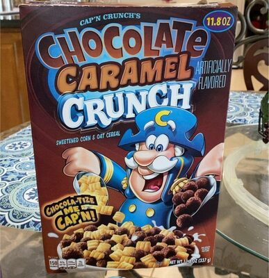Chocolate Caramel Crunch Sweetened Corn & Oat Cereal, Chocolate; Caramel
