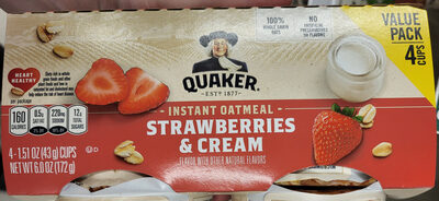 Strawberries & Cream Instant Oatmeal, Strawberries; Cream