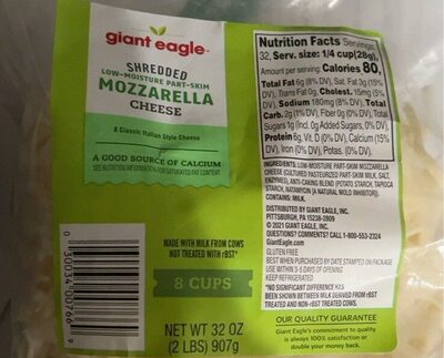 Shredded Low-Moisture Part-Skim Mozzarella Cheese, Mozzarella