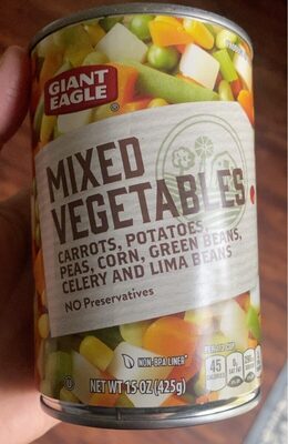Mixed Vegetables Carrots, Potatoes, Peas, Gorn, Green Beans, Celery, And Lima Beans, Mixed Vegetables