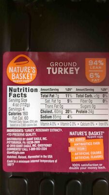 94% Lean, 6% Fat Ground Turkey