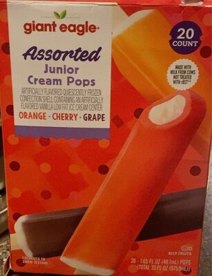 Orange-Cherry-Grape Assorted Junior Ice Cream Pops, Orange-Cherry-Grape