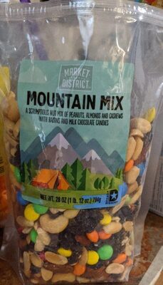 Mountain Scrumptious Nut Mix Of Peanuts, Almons, And Cashews With Raisins And Milk Chocolate Candies Mix, Mountain