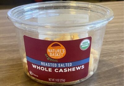 Roasted Salted Organic Whole Cashews, Roasted Salted