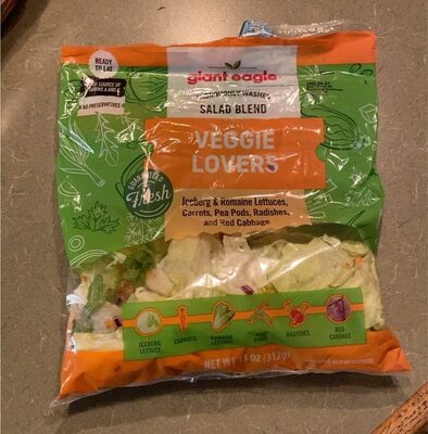 Veggie Lovers Iceberg & Romaine Lettuces, Carrots, Pea Pods, Radishes, And Red Cabbage Salad Blend, Veggie Lovers