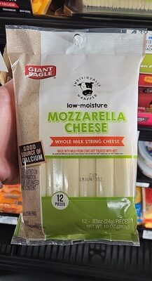 Low-Moisture Mozzarella Cheese Whole Milk String Cheese, Mozzarella