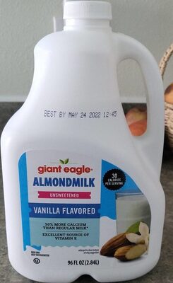 Vanilla Flavored Unsweetented Almondmilk, Vanilla, Unsweetened