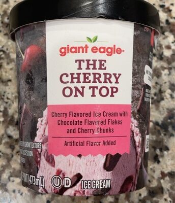 The Cherry On Top Cherry Flavored Ice Cream With Chocolate Flavored Flakes And Cherry Chunks, Cherry With Chocolate