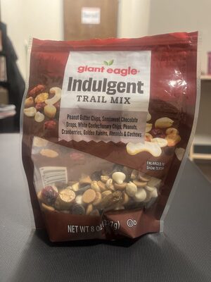 Indulgent Peanut Butter, Chips, Semisweet Chocolate Drops, White Confectionary Chips, Peanuts, Cranberries, Golden Raisins, Almonds & Cashews Trail Mix, Indulgent