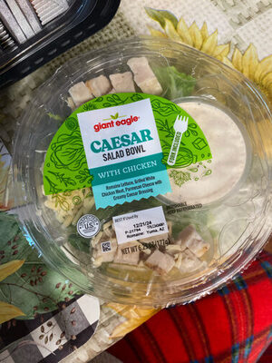 Caesar With Chicken Romaine Lettuce, Grilled White Chicken Meat, Parmesan Cheese With Creamy Caesar Dressing Salad Bowl, Caesar With Chicken