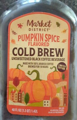 Pumpkin Spice Unsweetened Black Cold Brew 100% Arabica Coffee Beverage, Pumpkin Spice