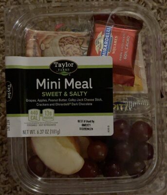 Sweet & Salty Grapes, Apples, Peanut Butter, Colby-Jack Cheese Stick, Crackers And Ghirardelli Milk Chocolate Caramel Mini Meal, Sweet & Salty