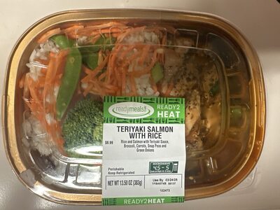 Ginger Teriyaki Salmon With Brown Rice Brown Rice And Salmon With Ginger Teriyaki Sauce, Broccoli, Snap Peas, Carrots And Green Onions, Ginger Teriyaki Salmon With Brown Rice