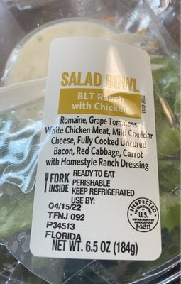 Salad Bowl- Blt Ranch With Chicken, Chicken