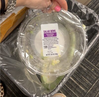 Everything Avocado Iceberg & Green Leaf Lettuce Blend, Egg, Monterey Jack & Colby Cheese Blend, Everything Seasoning With Avocado Ranch Dressing Salad Bowl, Everything Avocado
