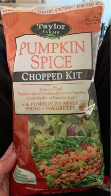 Pumpkin Spice Romaine Blend, Pumpkin Spiced Cornbread Crouton Crumbles, Cinnamon Spiced Pumpkin Seeds With Pumpkin Pie Style Spiced Vinaigrette Chopped Kit, Pumpkin Spice