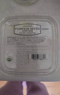 Salted Roasted Organic Pumpkin Seeds, Salted Roasted