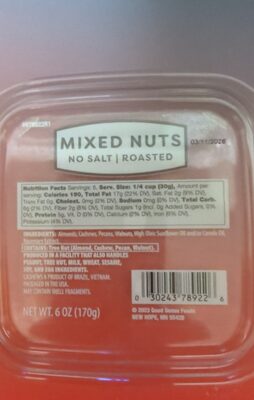 No Salt Roasted Mixed Nuts, No Salt Roasted