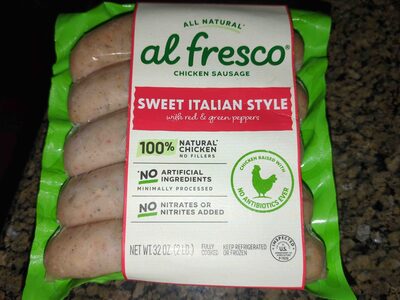 Sweet Italian Style With Red And Green Peppers Chicken Sausage, Sweet Italian Style With Red And Green Peppers