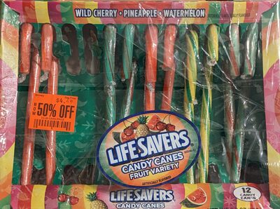 Fruit Variety Wild Cherry, Pineapple & Watermelon Flavored Candy Canes, Fruit Variety