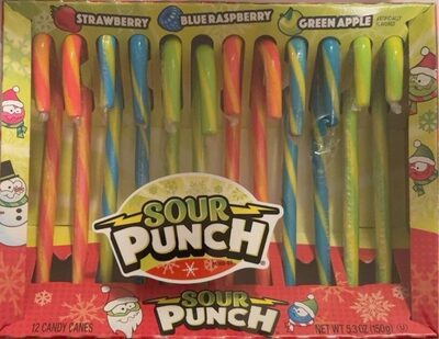 Strawberry, Blueberry, Green Apple Flavored Candy Canes, Strawberry, Blueberry, Green Apple