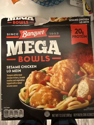 Banquet MEGA Bowls Sesame Chicken Lo Mein, Frozen Meal, 13.5 oz.