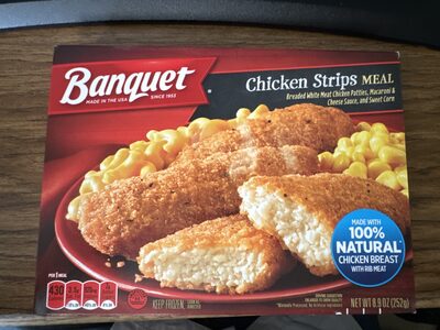 Banquet Chicken Strips with Mac and Cheese, Frozen Meal, 8.9 oz.