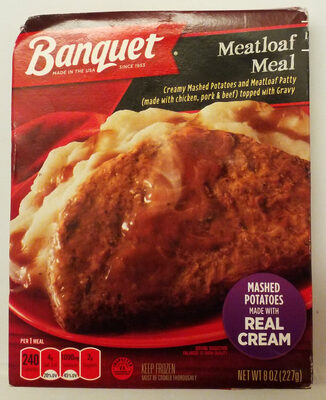 Banquet Meatloaf and Mashed Potatoes Meal, Frozen Meal, 8 oz.