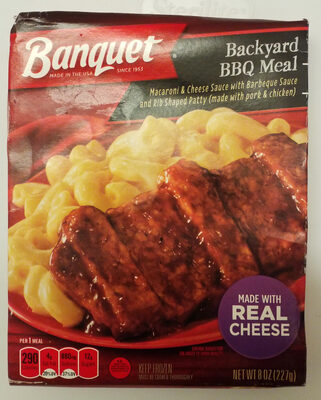 Banquet Backyard BBQ Meal with Mac and Cheese, Frozen Meal, 8 oz.