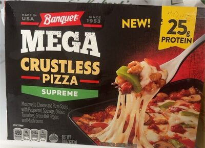 Banquet Mega Crustless Supreme Pizza, Frozen Meal, 10 oz.