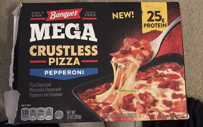 Banquet Mega Crustless Pepperoni Pizza, Frozen Meal, 10 OZ