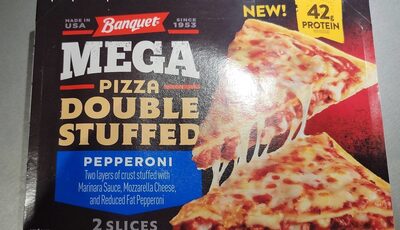 Pepperoni Two Layers Of Crust Stuffed With Marinara Sauce, Mozzarella Cheese, And Reduced Fat Pepperoni Double Stuffed Mega Pizza, Pepperoni