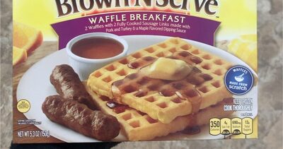 Waffle Breakfast Pork And Turkey & A Maple Flavored Dipping Sauce Fully Cooked Sausage Links, Waffle Breakfast