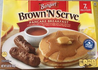 Banquet Brown 'N Serve Pancake Breakfast with Sausage Links, Frozen Meal, 5.02 oz.
