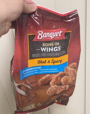 Banquet Hot and Spicy Bone-In Chicken Wings, Frozen Meal, 22 oz.