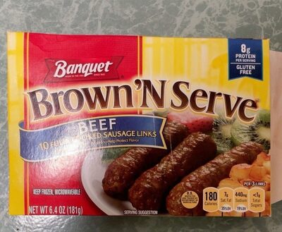 Banquet Brown'N Serve Beef Fully Cooked Sausage Links, Frozen Breakfast, 6.4 oz.
