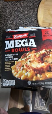 Buffalo-Style Chicken Mac 'N Cheese Buffalo-Style Seasoned Chicken Breast And Shredded Mozzarella On Top Of Macaroni In Spicy Cheddar Cheese Sauce Mega Bowls, Buffalo-Style Chicken Mac 'N Cheese