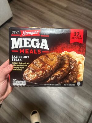 Banquet Mega Meals Salisbury Steak with Mashed Potatoes, Frozen Meal, 16.95 oz.