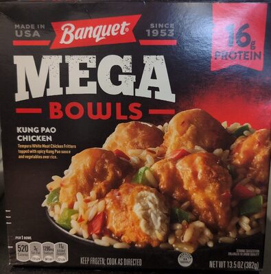 Banquet MEGA Bowls Kung Pao Chicken, Frozen Meal, 13.5 oz.