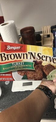 Banquet Brown 'N Serve Turkey Sausage Patties, Frozen Breakfast, 6.4 oz.