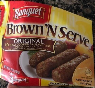 Banquet Brown 'N Serve Original Sausage Links, Frozen Breakfast, 6.4 oz.
