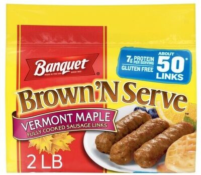 Banquet Brown 'N Serve Vermont Maple Sausage Links, Frozen Breakfast, 32 oz.