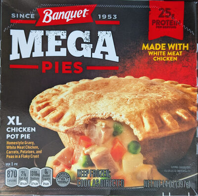 Banquet MEGA Pies XL Chicken Pot Pie, Frozen Meal, 14 oz.