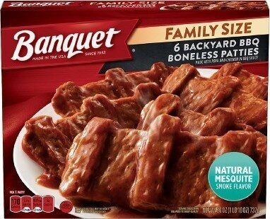 Banquet Family Size Backyard BBQ Boneless Patties, Frozen Meal, 26 oz.