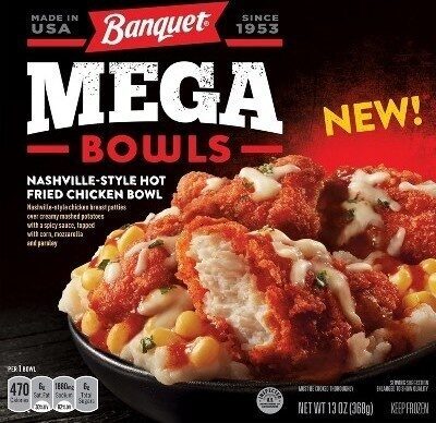 Banquet MEGA Bowls Nashville Hot Fried Chicken, Frozen Meal, 13 oz.